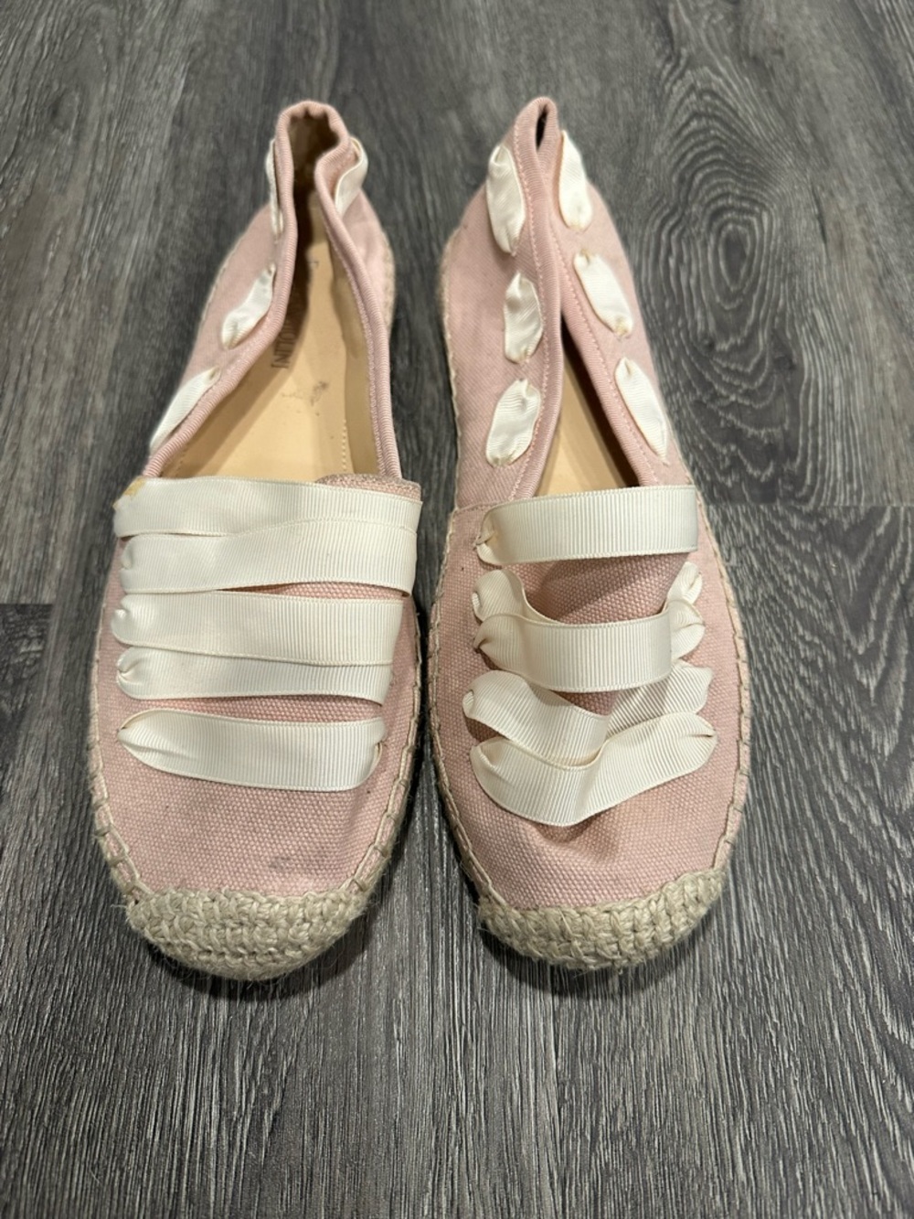 Enzo Angiolini Pink and White Ribbon Espadrilles Size: 7 1/2